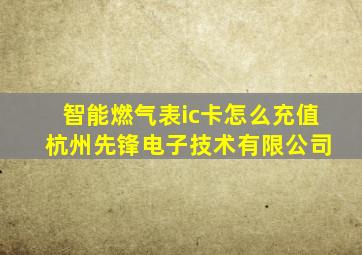 智能燃气表ic卡怎么充值 杭州先锋电子技术有限公司